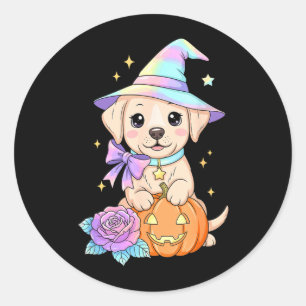 Adesivo Bruxa de Abóbora de Halloween Cachorrinho Labrador