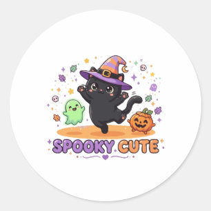 Adesivo Bruxa de Gato Preto Fofo de Halloween