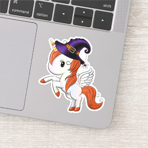 Adesivo Bruxa de Halloween do Unicórnio Pegasus