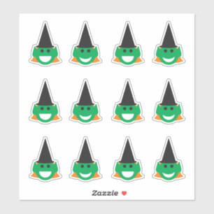 Adesivo Bruxa de Halloween encara diversão sorridente Cart