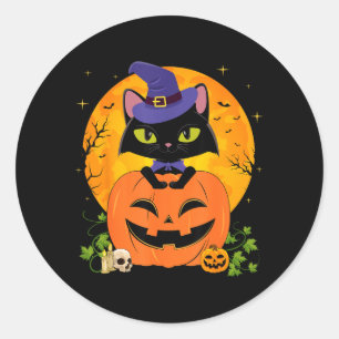 Adesivo Bruxa de Halloween Gata Preta e Meninas Mulheres A
