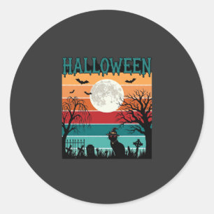 Adesivo Bruxa de Halloween Gato Teia de Aranha Lua Cemitér