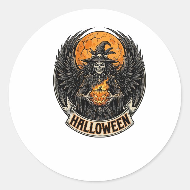 Adesivo Bruxa de Halloween Gótico Vintage (Frente)