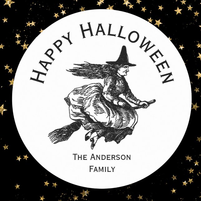Adesivo Bruxa de Halloween na Broomstick (Criador carregado)