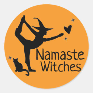 Adesivo Bruxa de Halloween Namaste Bruxas Yoga Black Orang