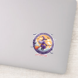 Adesivo Bruxa de Halloween redonda