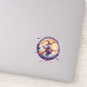 Adesivo Bruxa de Halloween redonda