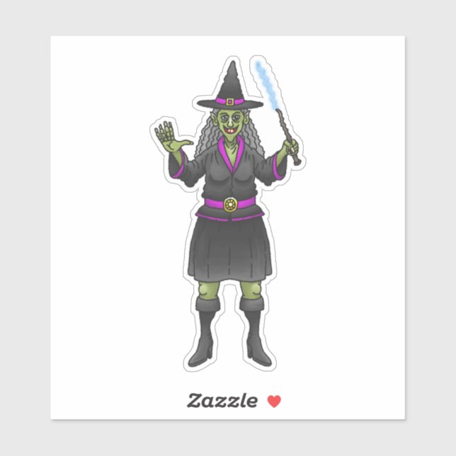 Adesivo Bruxa de Halloween Verde (Folha)