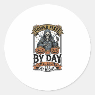 Adesivo Bruxa de Reparo de Bateria Funny Halloween Camisa