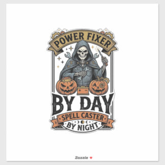 Adesivo Bruxa de Reparo de Bateria Funny Halloween Camisa 