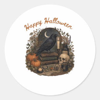 Adesivo Bruxa do Corvo Gótico Halloween Cottagecore