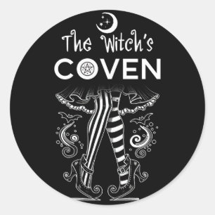 Adesivo Bruxa do Coven Pernas de Bruxa Preto Branco Hallow