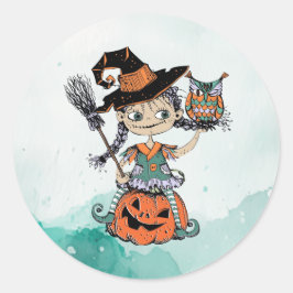 Adesivo Bruxa e Coruja do Halloween