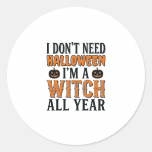 Adesivo Bruxa Engraçada Todo Ano Tipografia de Halloween D