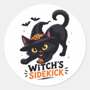 Adesivo Bruxa Fofa Gatinho Preto Halloween