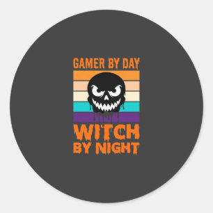 Adesivo Bruxa Gamer Halloween Crânio Retro