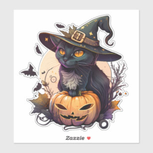 Adesivo Bruxa Gato para o Halloween