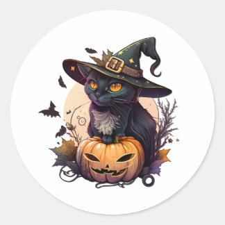 Adesivo Bruxa Gato para o Halloween