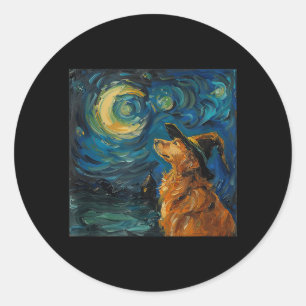 Adesivo Bruxa Golden Retriever Fofo _ Cachorro Engraçado H