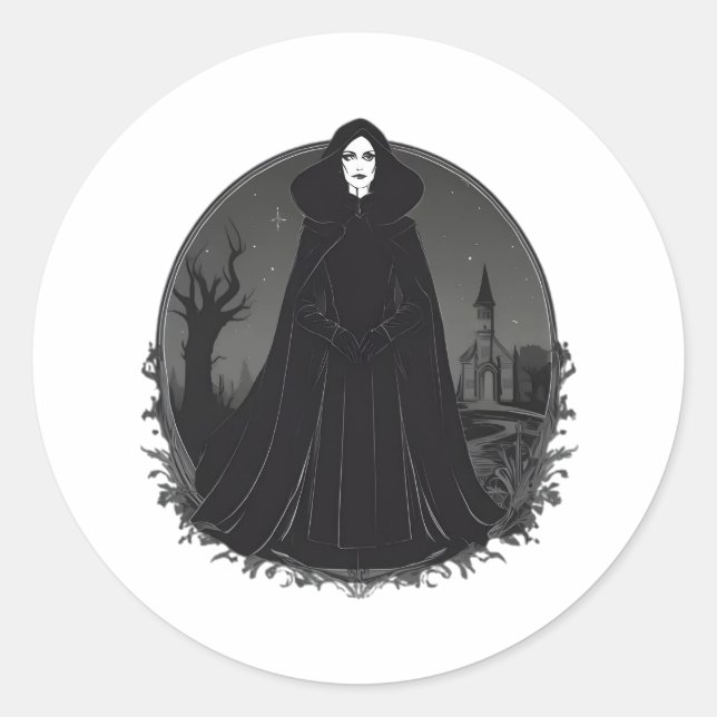 Adesivo Bruxa Gothic Salem à meia-noite (Frente)