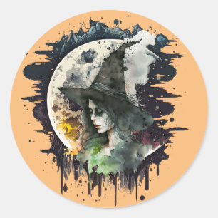 Adesivo Bruxa Halloween e Lua Cheia