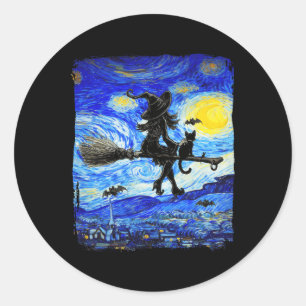 Adesivo Bruxa Halloween Starry Night Van Gogh Aestética Pa