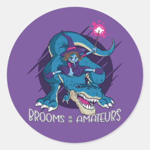 Adesivo Bruxa Má Na Ilustração T-Rex Halloween 