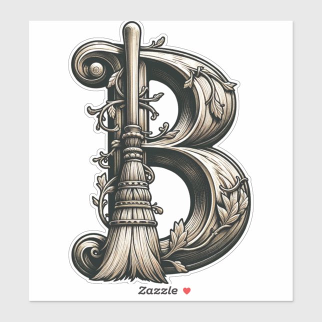 Adesivo Bruxa Má Vergonha - Letra B Personalizada Inicial (Folha)