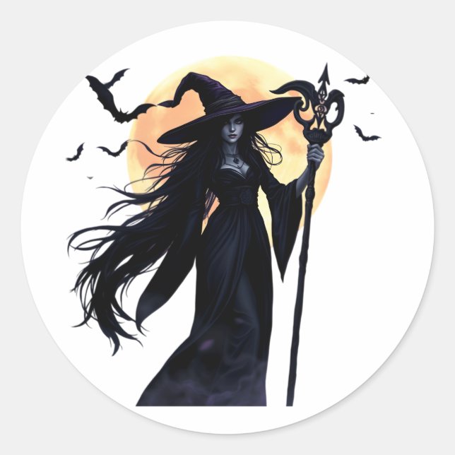 Adesivo Bruxa Mística em Lua Cheia (Frente)
