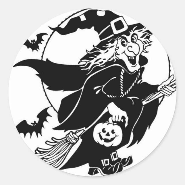 Adesivo Bruxa no Voo - Vinheta do Halloween (Frente)