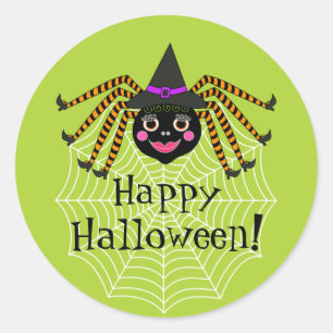 Adesivo Bruxa o Dia das Bruxas feliz da aranha