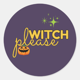 Adesivo Bruxa Por Favor Design Divertido de Halloween