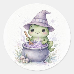 Adesivo Bruxa Sapo com Halloween de Caldeirão