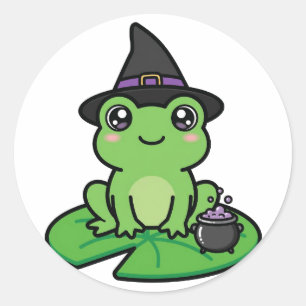 Adesivo Bruxa Sapo Fofo de Halloween