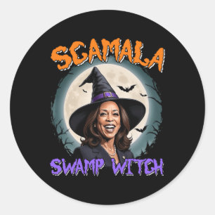 Adesivo Bruxa Scamala Harris Anti Kamala Halloween Black P