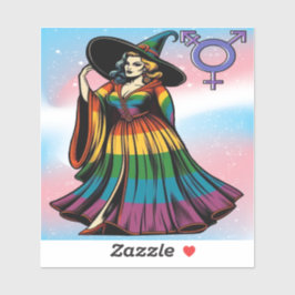 Adesivo Bruxa Transgênero Em Vestuário De Bandeira Arco-Ír