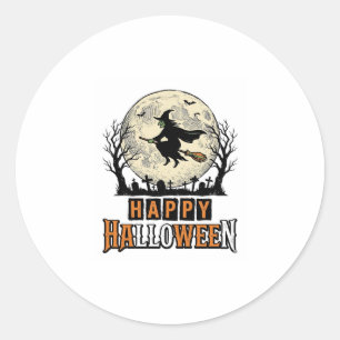 Adesivo Bruxa Vintage Feliz Halloween Desenho Vetorial_1