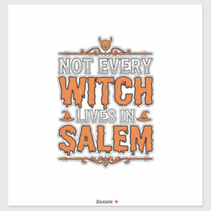 Adesivo Bruxa Vintage Salem Tipografia de Halloween Design