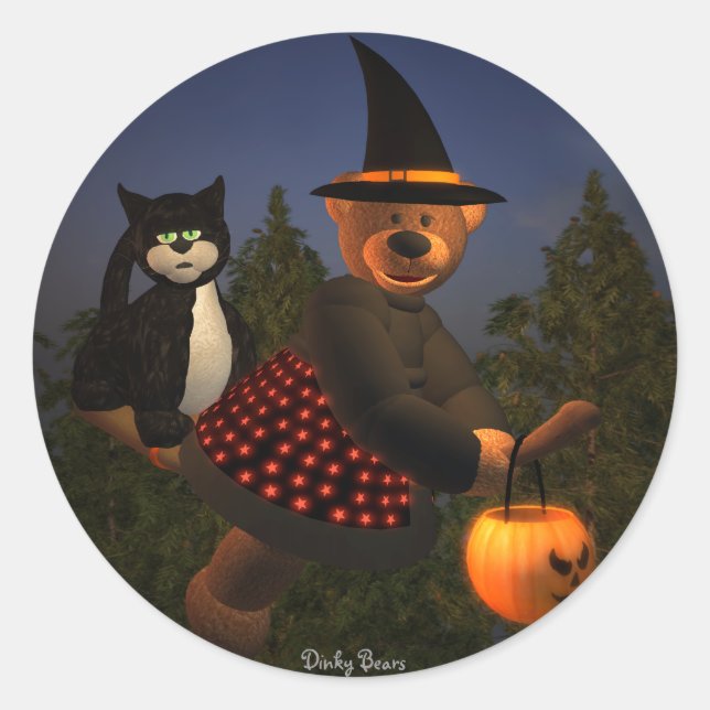 Adesivo Bruxa Voadora Dinky Bears (Frente)