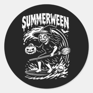 Adesivo Bruxaria de Verão no Halloween de Praia de Surf 