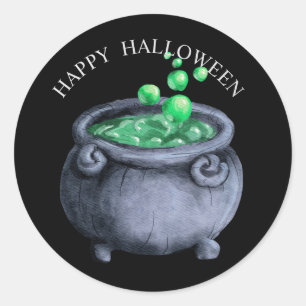 Adesivo Bruxas de aquarela de Halloween borbulhando caldei
