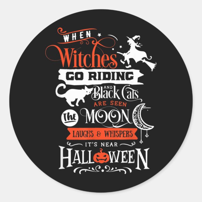 Adesivo Bruxas Gatos Pretos E Lua Halloween (Frente)