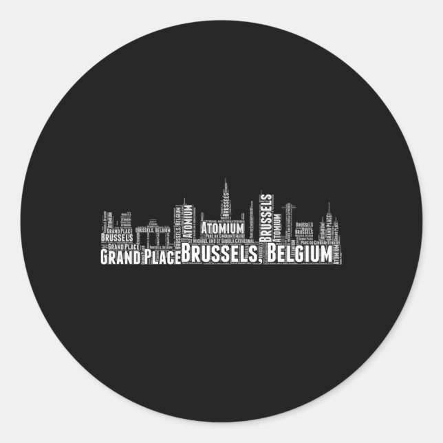 Adesivo Bruxelas Bélgica Word Cloud Skyline Cityscape (Frente)