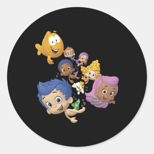 Adesivo Bubble Guppies Cheio Cast Natação Retrato (Frente)