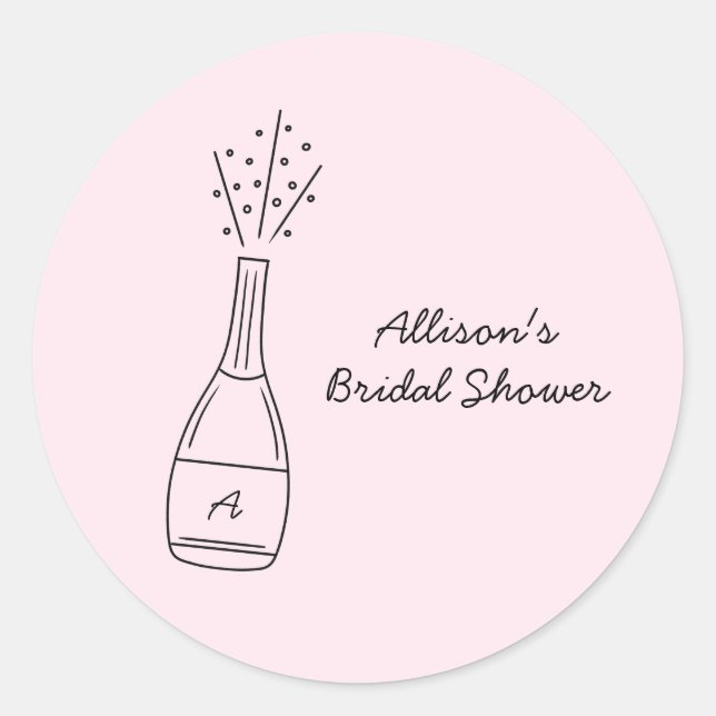 Adesivo Bubbly Popping Champagne Bottle Bridal Shower (Frente)