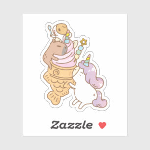 Adesivo Bubu e Moonch, icecream de Unicorn Taiyaki