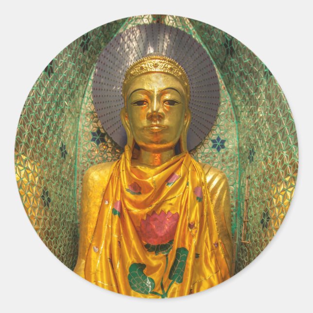Adesivo Buda Dourado no Templo (Frente)