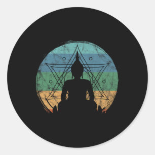 Adesivo Buda Retrô Budista Yoga Espiritual Meditação Ze