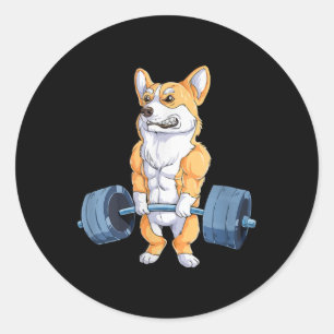 Adesivo Buff Power Lifting Corgi Bodybuilder