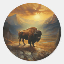 Buffalo Bison Sunset Silhouette